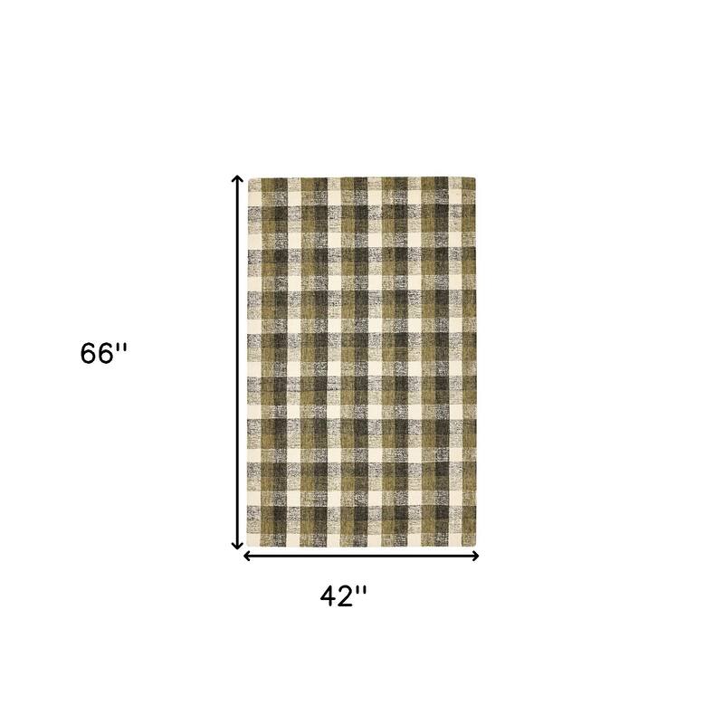 HomeRoots Plaid Transitional Rectangle Area Rug