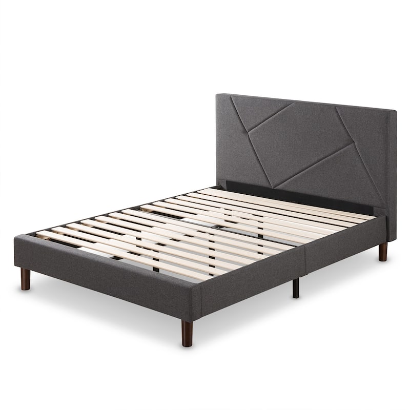 Priage by ZINUS Grey Upholstered Geometric Platform Bed Frame