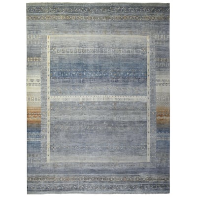 Shahbanu Rugs Gray Afghan Kashkuli Gabbeh Pure Wool Fine Weave Natural Dyes Hand Knotted Oversized Oriental Rug (11'8"x14'0")