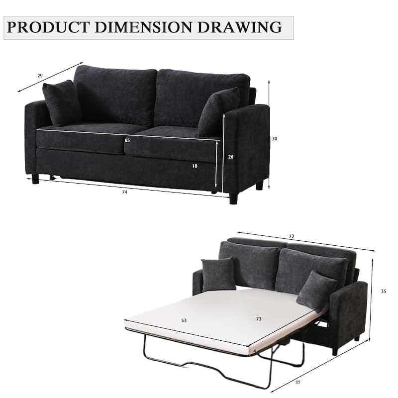 Sleeper Sofa Daybed, Pull Out Couch with Mattress, Upholstery Sectional Loveseat Convertible Sofa Bed