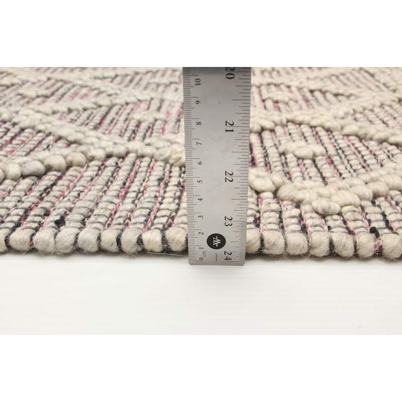 ECARPETGALLERY Braid weave Sienna Khaki Wool Rug - 5'0 x 8'2