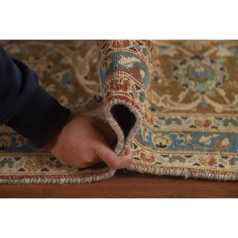 Hand Knotted Oriental 100% Wool Carpet Traditional Floral Pink Mashad Area Rug - 13' 3'' X 9' 7''