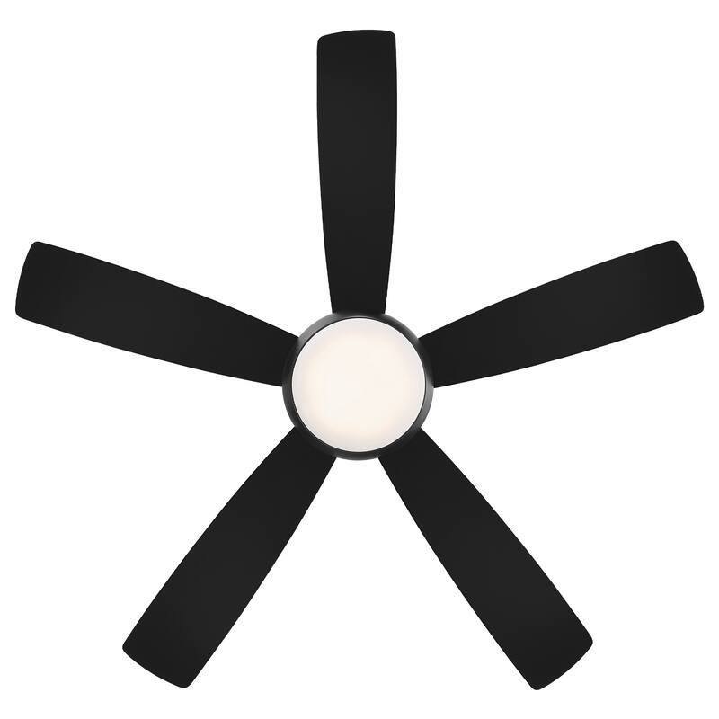 Odyssey Indoor and Outdoor 5-Blade Smart Compatible Flush Mount Ceiling Fan 52in with 3000K LED Light Kit and Remote Control