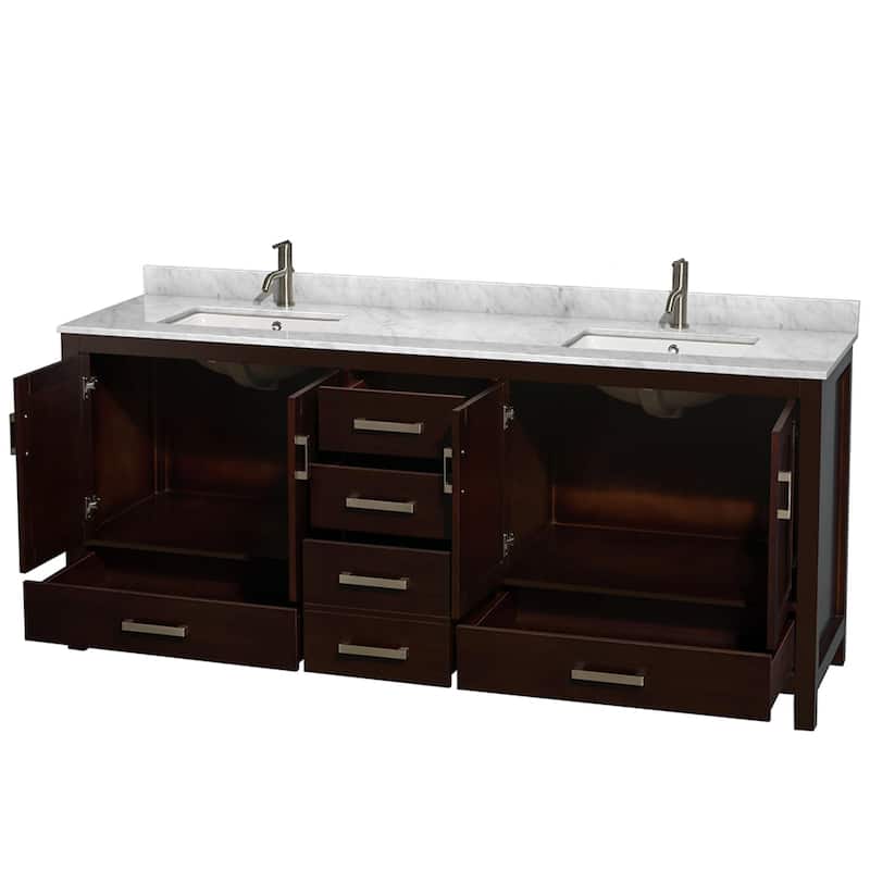 Wyndham Collection Sheffield 80" Freestanding Vanity Set with Hardwood