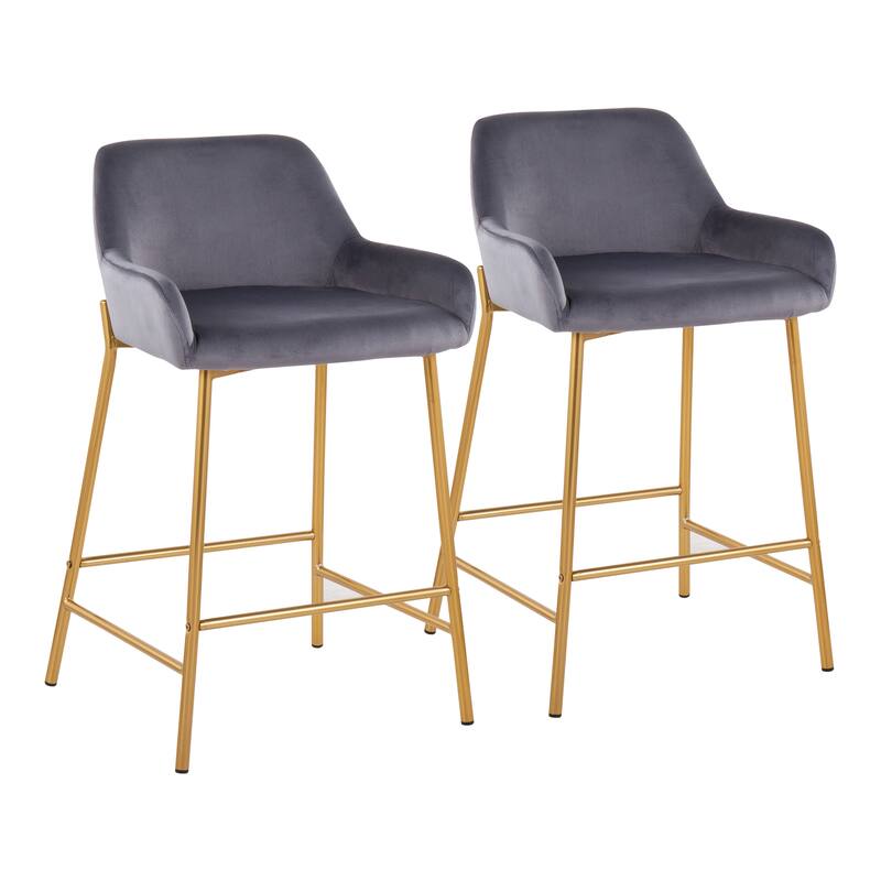 Silver Orchid Galotti Gold Fixed-Height Upholstered Counter Stool - Set of 2