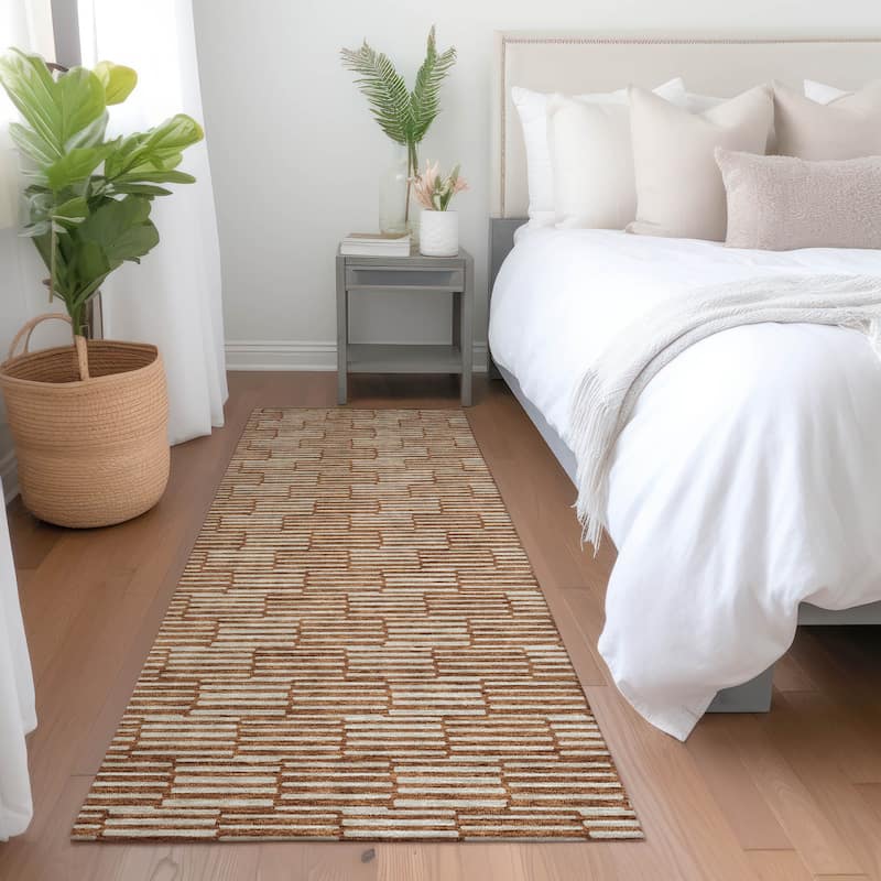 Premium Washable Super Soft Mid Century Modern Mayfield Rug - Paprika - 2'3" x 7'6"