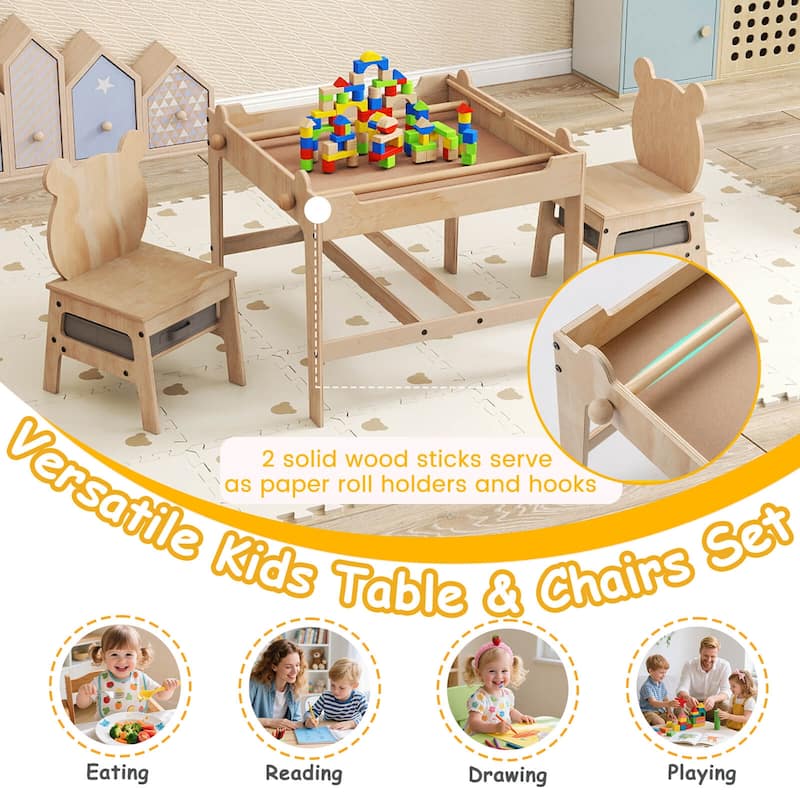 Costway Kids Table and Chairs Set 4 in 1 Children Activity Table with - See Details