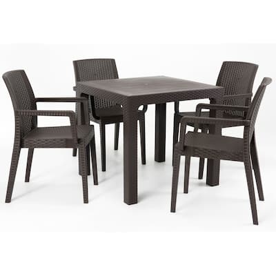 Siena 5-Piece Dining Set-Brown