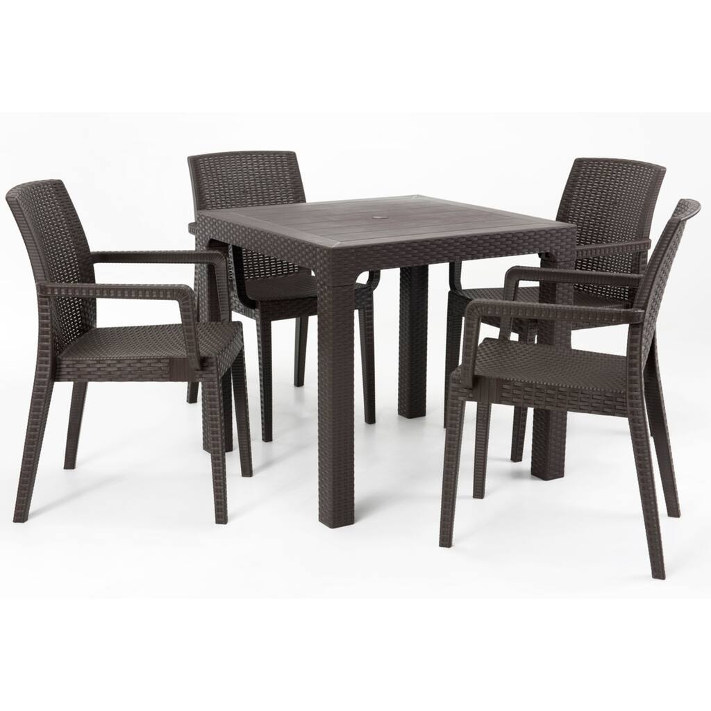 Siena 5-Piece Dining Set-Brown