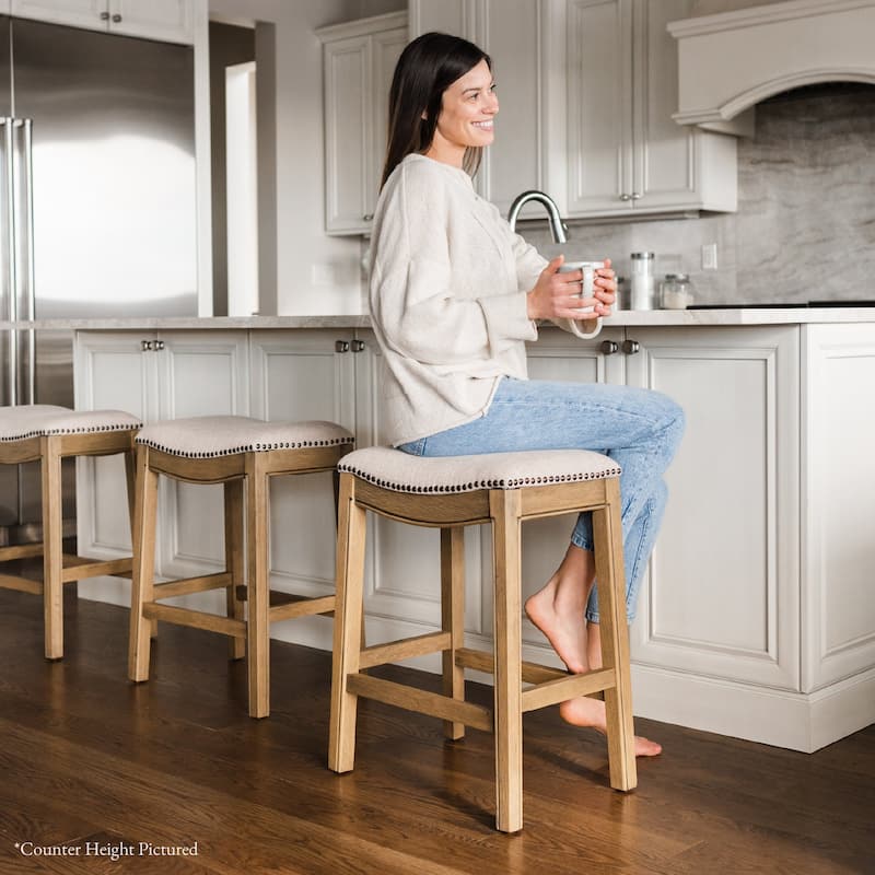 Maven Lane 31" Adrien Saddle Kitchen Bar Height Stool - N/A