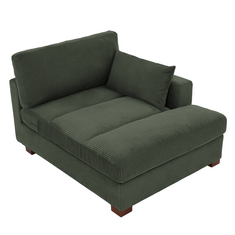 Oversize Corduroy Chaise Lounge Modular Sectional Sofa with Pillow