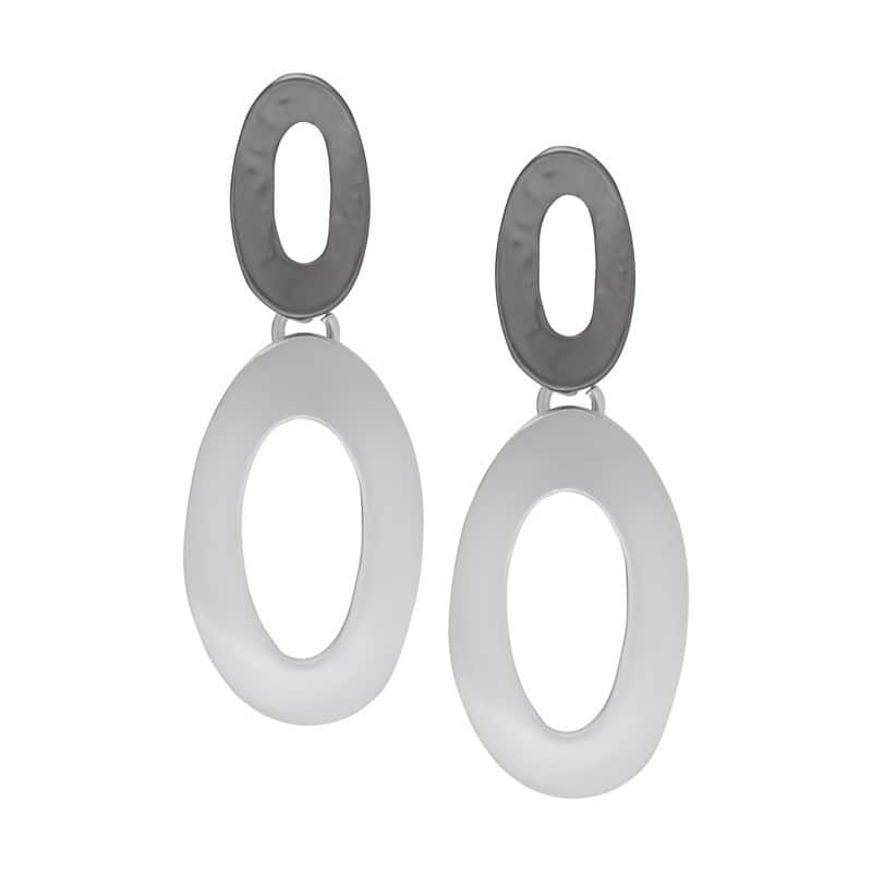 Victoria Townsend Two Tone Plated Double Oval Dangle Drop Earrings