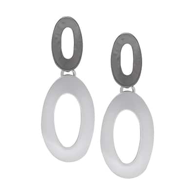 Victoria Townsend Two Tone Plated Double Oval Dangle Drop Earrings