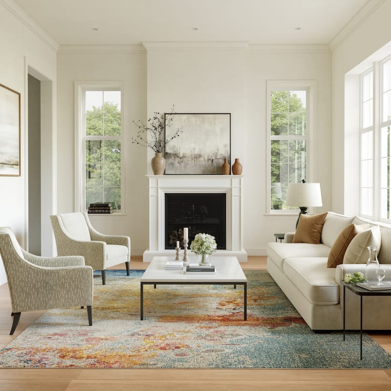 Nourison Modern Abstract Sublime Area Rug - 7'10" x 10'6" - Sealife - Runner/Rectangle