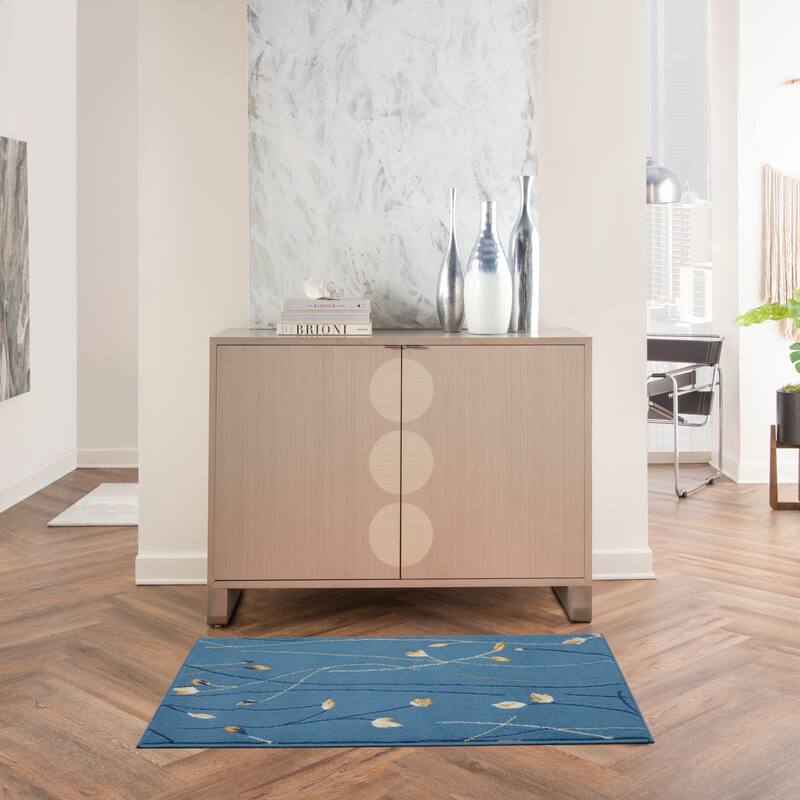 Nourison Grafix Floral Botanical Transitional Area Rug - 2' x 4' - Light Blue