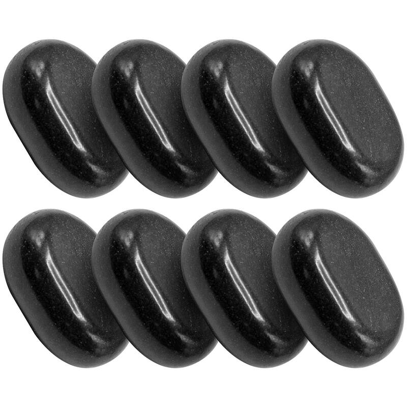 Sivan Health and Fitness 8-Piece Large Black Basalt Hot Stone Set, Great for Spas, Massage Therapy, Relaxation, and More - Dove Grey