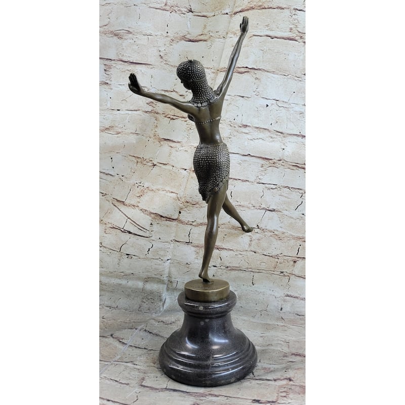 Stunning Bronze Art Deco Dancing Lady Signed Sculpture Figurine Figure Hot Cast