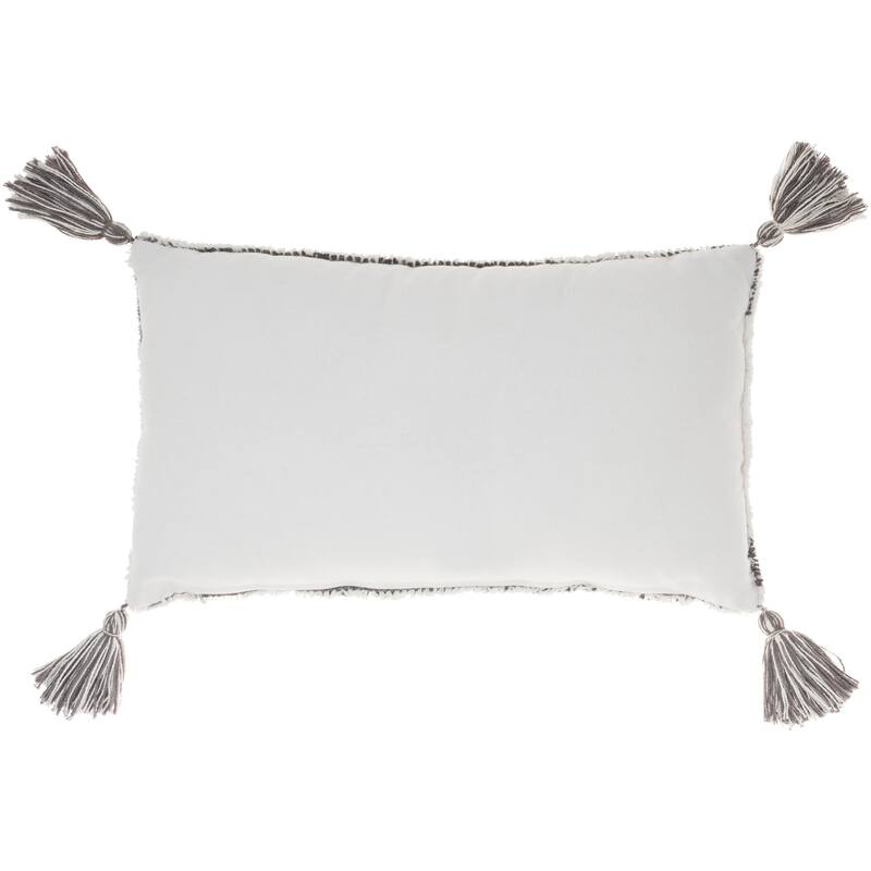 57 Grand by New Concept Washables Woven Triangles Tassel Throw Pillow , ( 12" x 20" )