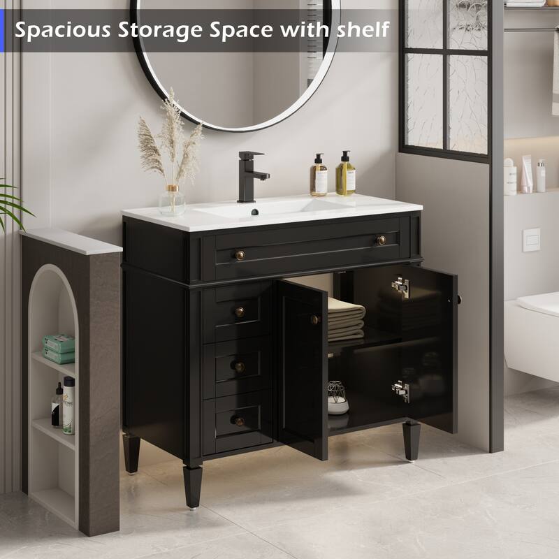 Retro Bathroom Vanity W/ Drop in Sink Combo Cabinet Set