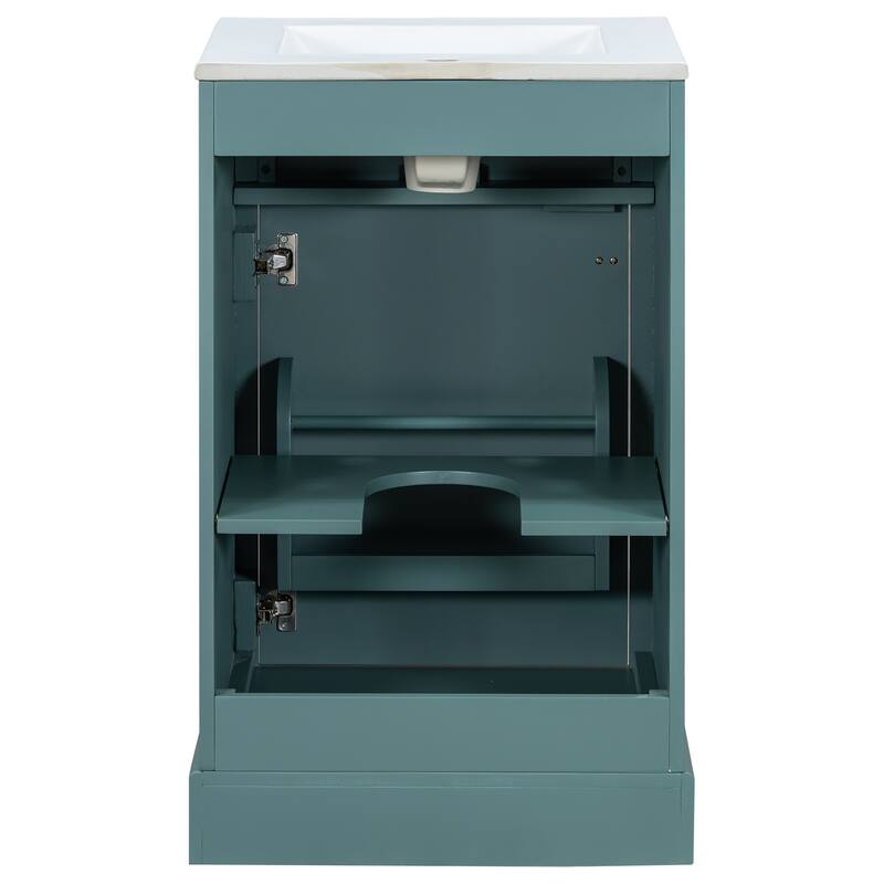 Bathroom Vanity with Ceramic Sink, Bathroom Storage Cabinet with Soft Close Door, Door-Mounted Storage Rack & Adjustable Shelf