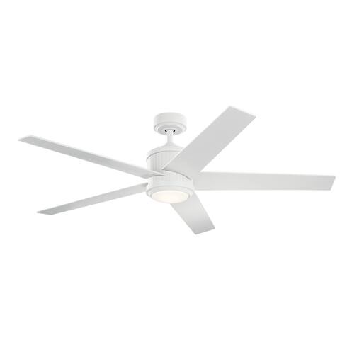 Kichler Brahm 56 inch LED Ceiling Fan Matte White with Silver and White Blades