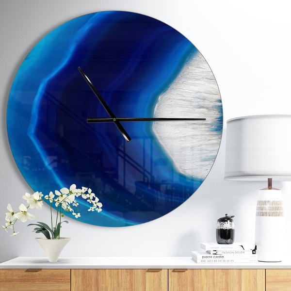 Designart 'Blue Agate Crystal' Oversized Modern Wall CLock. Opens flyout.