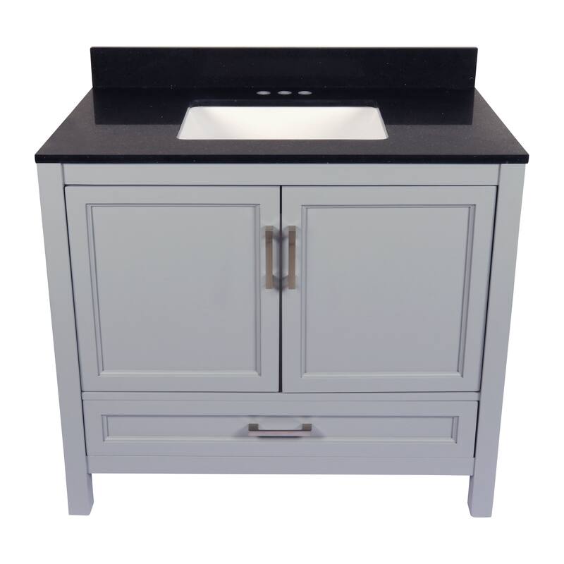 Nevado 37" Bathroom Vanity with Cultured Marble Vanity Top Sink in White with White Basin