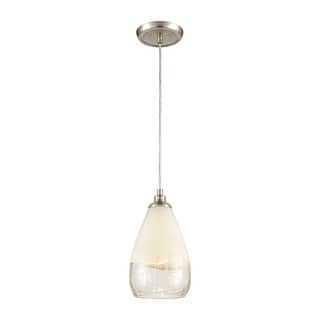 Elk Home Sugarcoat Nickel With Ivory Etched Glass 1 Light Pendant
