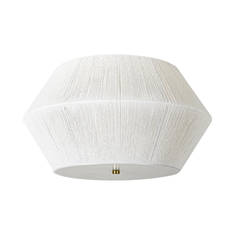 17.7" 3-Light Farmhouse Rustic Brass Ivory Rope Drum Flush Mount Ceiling Light - 17.7 in. Dia x 10.6 in. H