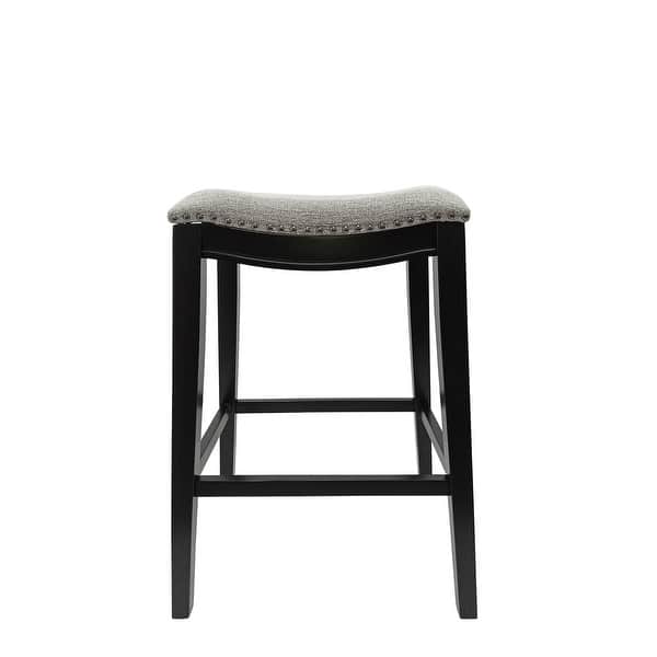 slide 2 of 7, Carolina Living Sawyer 30" Saddle Barstool - Set of 2 Antique Black, Grey Chenille