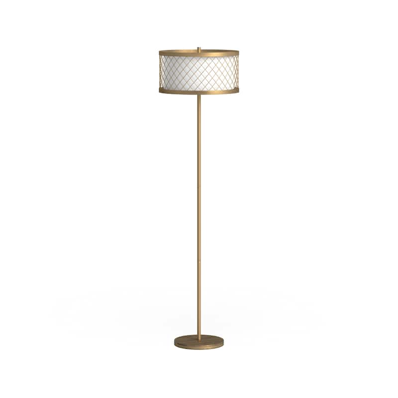 SAFAVIEH Lighting 58-inch Evie Mesh Gold 2-light Floor Lamp - 16"x16"x58.25" - 16"x16"x58.25" - Antique Gold