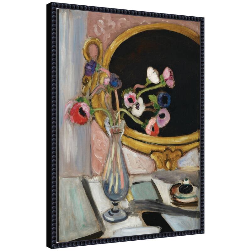 Kate and Laurel Anemones au miroir noir 1919 Henti Matisse by Nostalgia Prints Framed Canvas Wall Art Print - 18x24