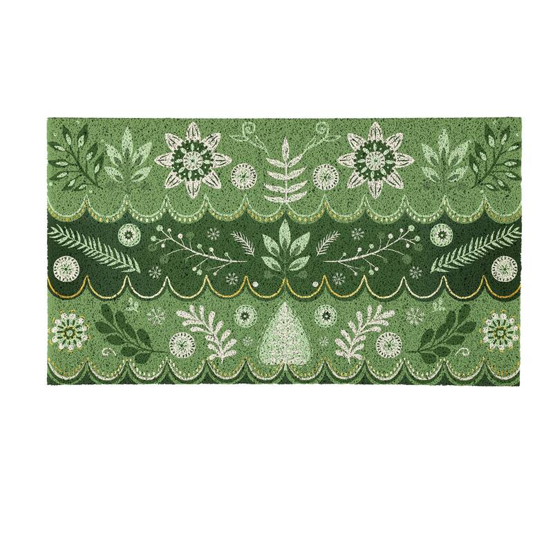 Shades of Green Scandi PVC Trapper Door Mat - 28" x 16"