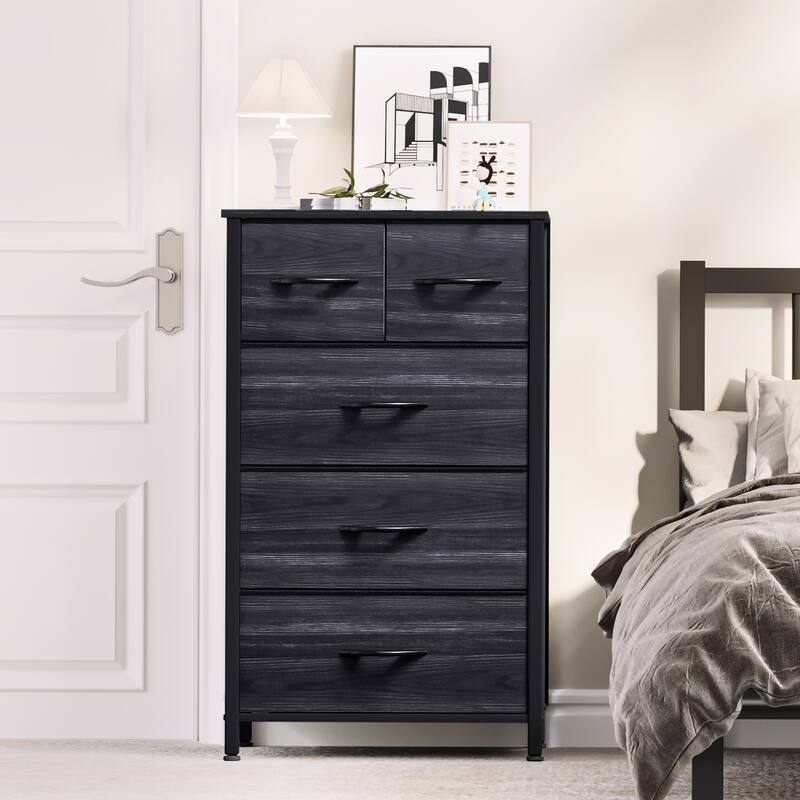 Modern Wide Dresser Storage Tower with 5 Drawers