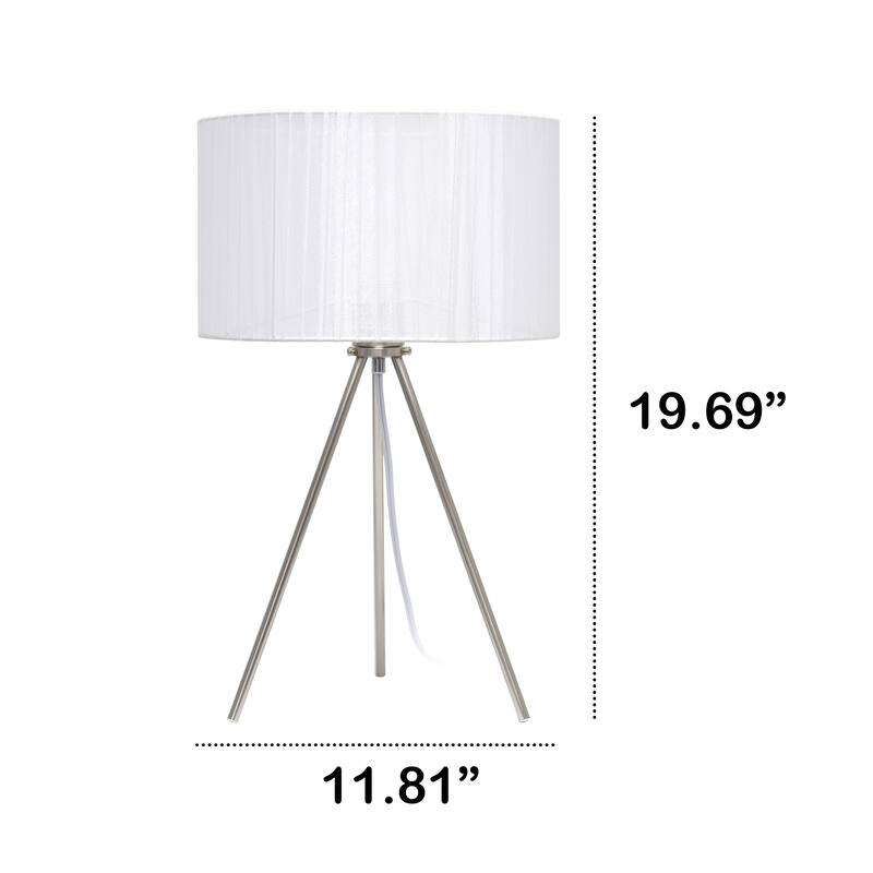 Creekwood Home 19.69" Contemporary Brushed Nickel Pedestal Table Lamp - 19.69