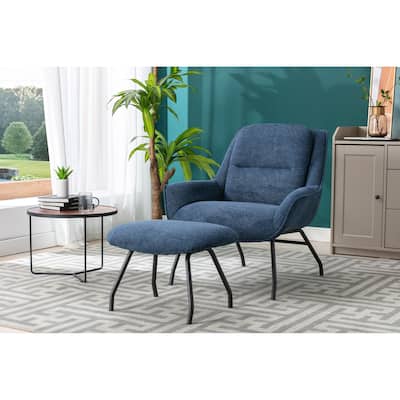 Porthos Home Alson Fabric Accent Chair and Ottoman Set with Steel Legs