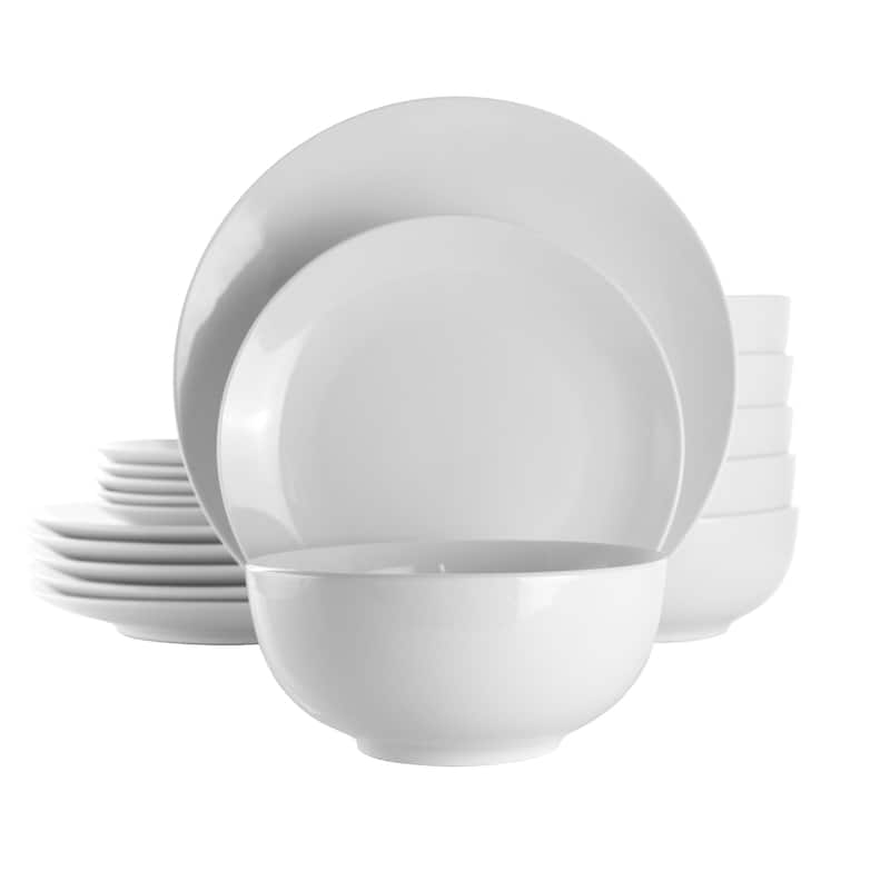 Celeste 18 Piece Round Porcelain Dinnerware Set in White