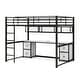 preview thumbnail 24 of 24, Full Size Loft Bed with Built-in Desk, Drawers & Mesh Storage Rack, Heavy Duty Metal Bed Frame w/Charging Station, USB & Socket