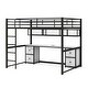 preview thumbnail 26 of 26, Full Size Metal Loft Bed with Desk, Cabinets, Drawers and socket, Gold