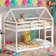 preview thumbnail 2 of 16, Low Height Design Twin over Twin Floor Bunk Bed Kids Bed with Ladder,Guardrails