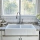 preview thumbnail 8 of 13, Parker Crisp White Fireclay 34" Double Bowl Quick-Fit Farmhouse Apron Front Drop-in Kitchen Sink and Drains