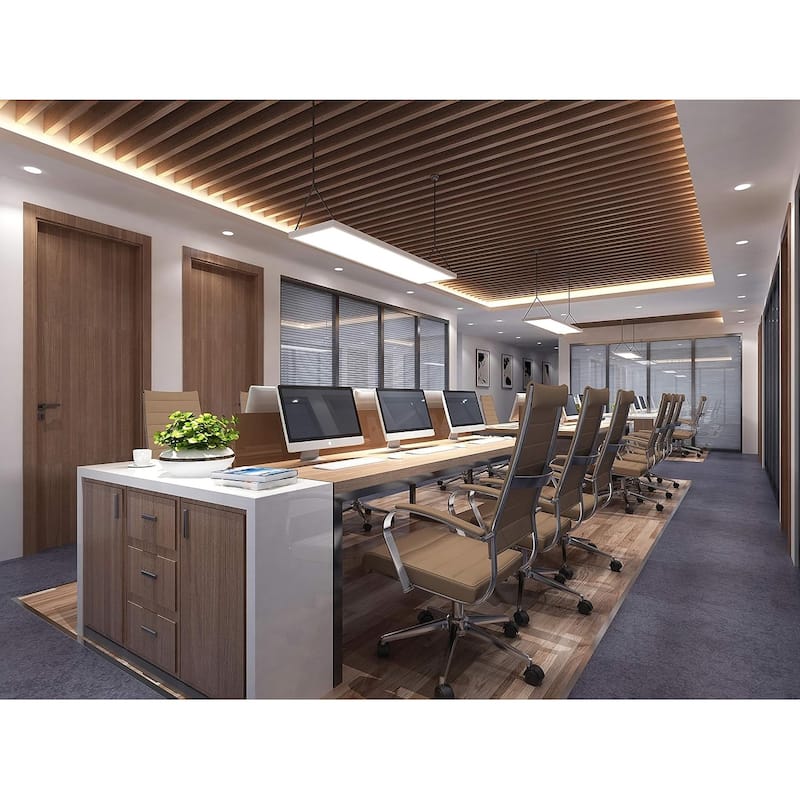 Modern Brown High Back Office Chair Ribbed PU Leather Swivel Conference Room Computer Desk Visitor Vintage Retro Boss
