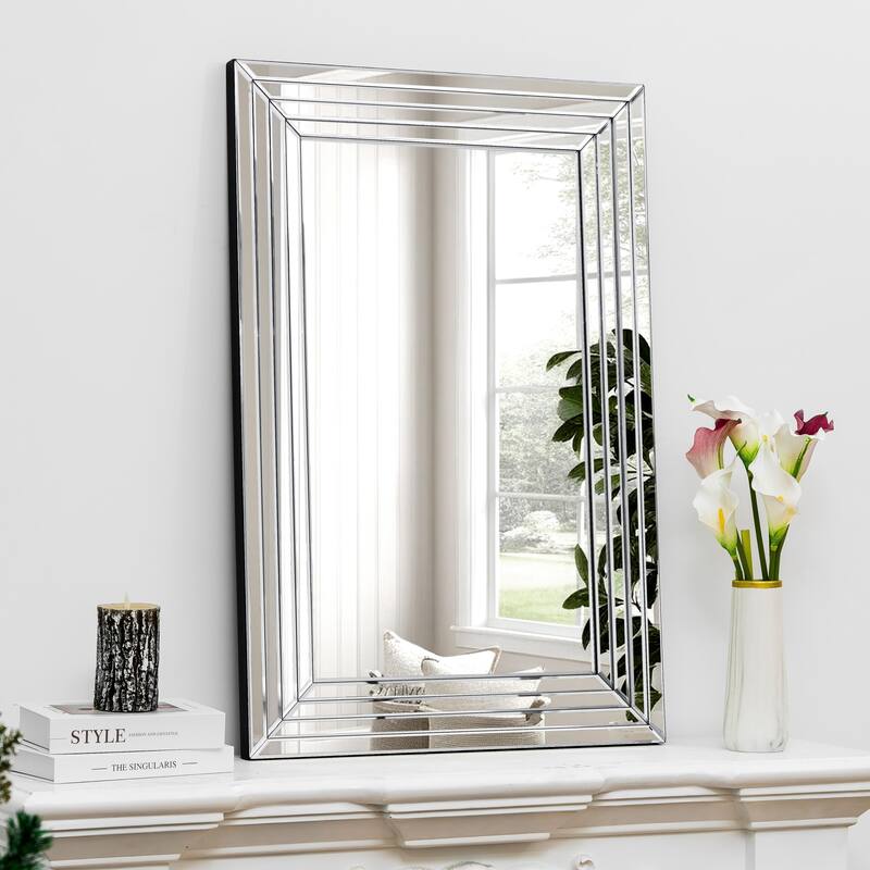 Modern Wall Mirror Silver Rectangular Mirror - Silver