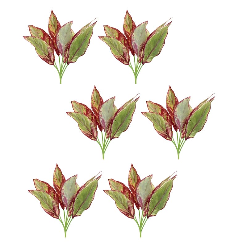 Artificial Variegated Foliage Sprays - 15.75" - Green and Purple - Set of 6
