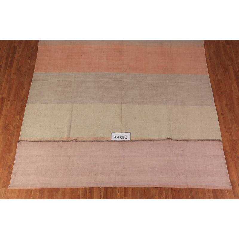 Nomadic Striped Kilim Oriental Area Rug Flatweave Wool Carpet - 9'0"x 11'8"