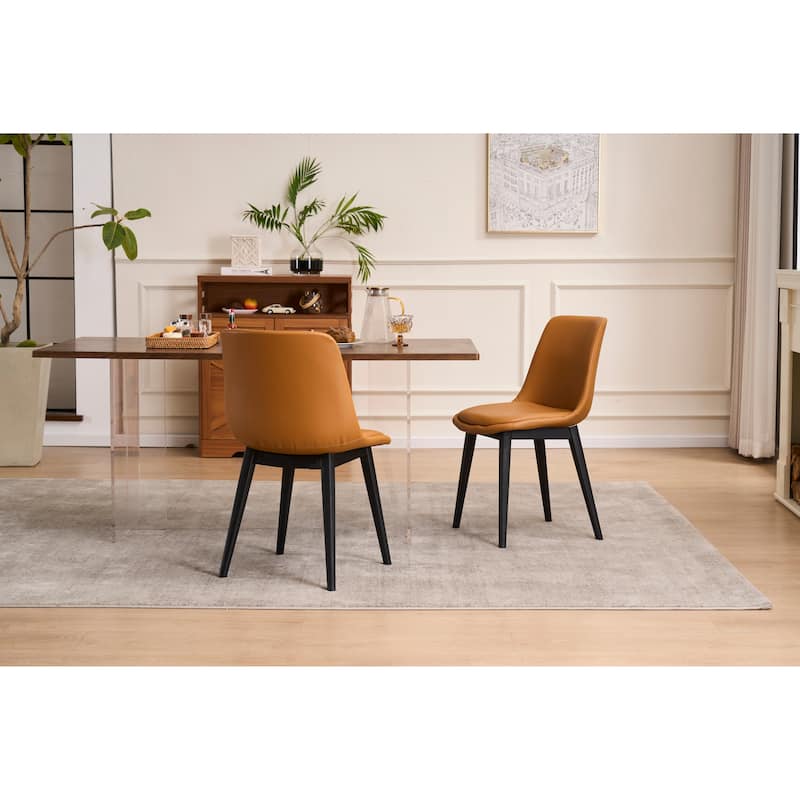 Dining Chair, Set of 4 Modern Kitchen Dining Room Chairs, Plastic Upholstered Dining Accent Chairs with Plastic Leg