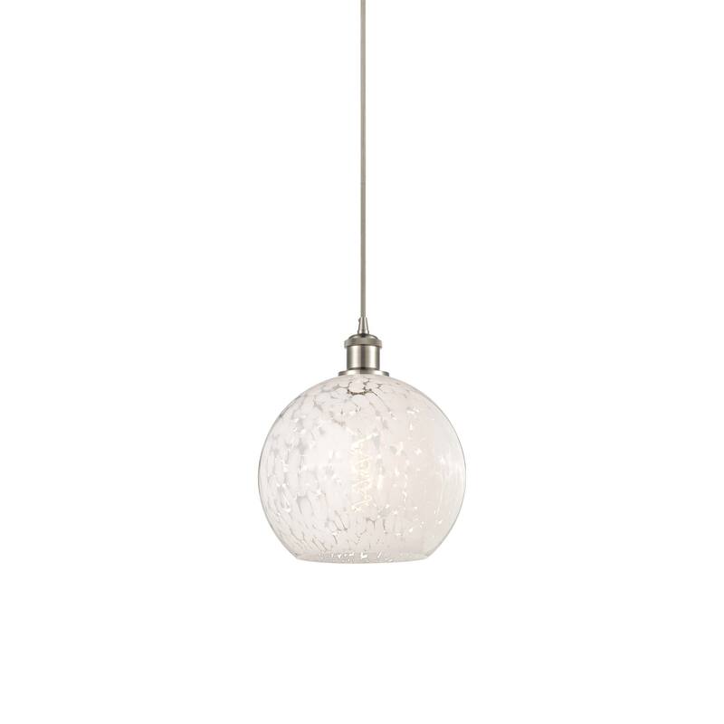 Innovations Lighting 516-1P-12-10 White Mouchette Pendant White - Brushed Satin Nickel