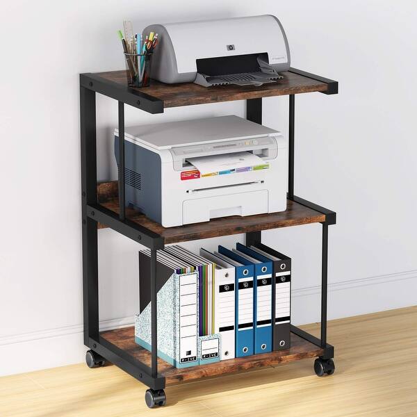 3Tier Printer Stand with Storage Rolling Printer Cart for Home Office