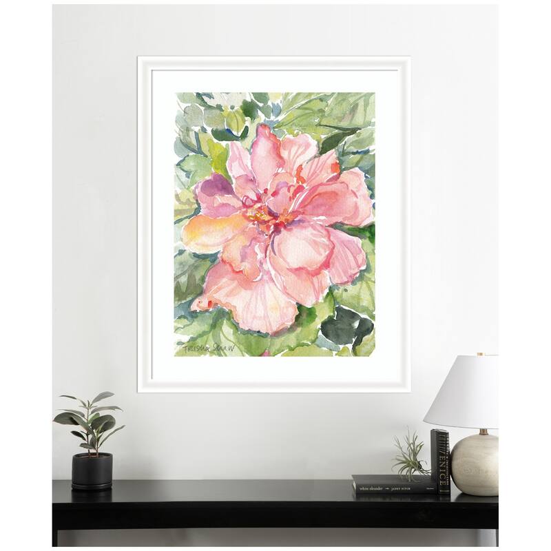 Kate and Laurel Framed Art Pink Hibiscus In Antigua by Patricia Shaw