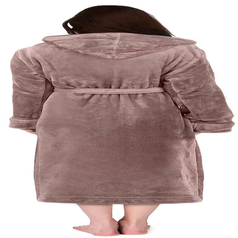 Women's Fleece Hooded Bathrobe Plush